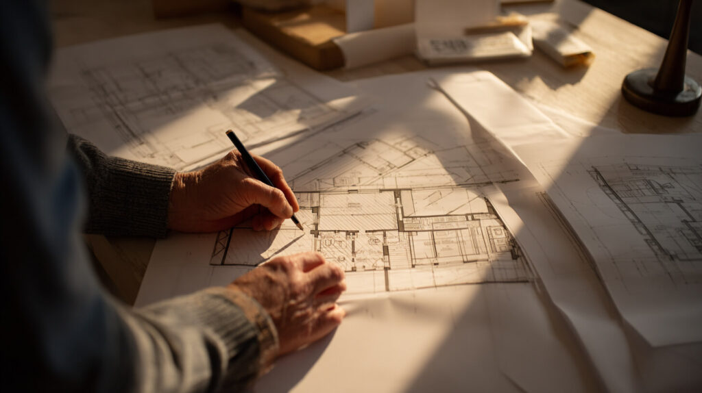 Plattegrond met verlichting als voorbereiding op een lichtplan laten maken.