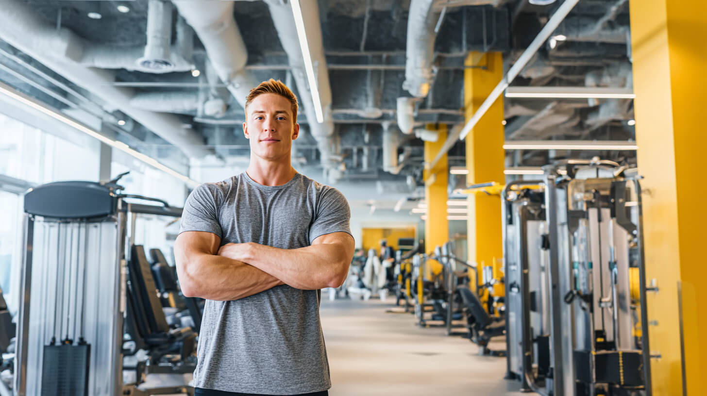 Moderne fitnessruimte met krachtapparatuur als belangrijk onderdeel van een sportschool kiezen.