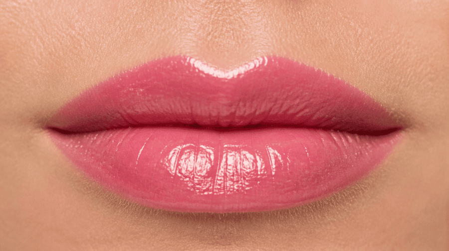 Glimmende lippen die behandeld zijn met PMU.