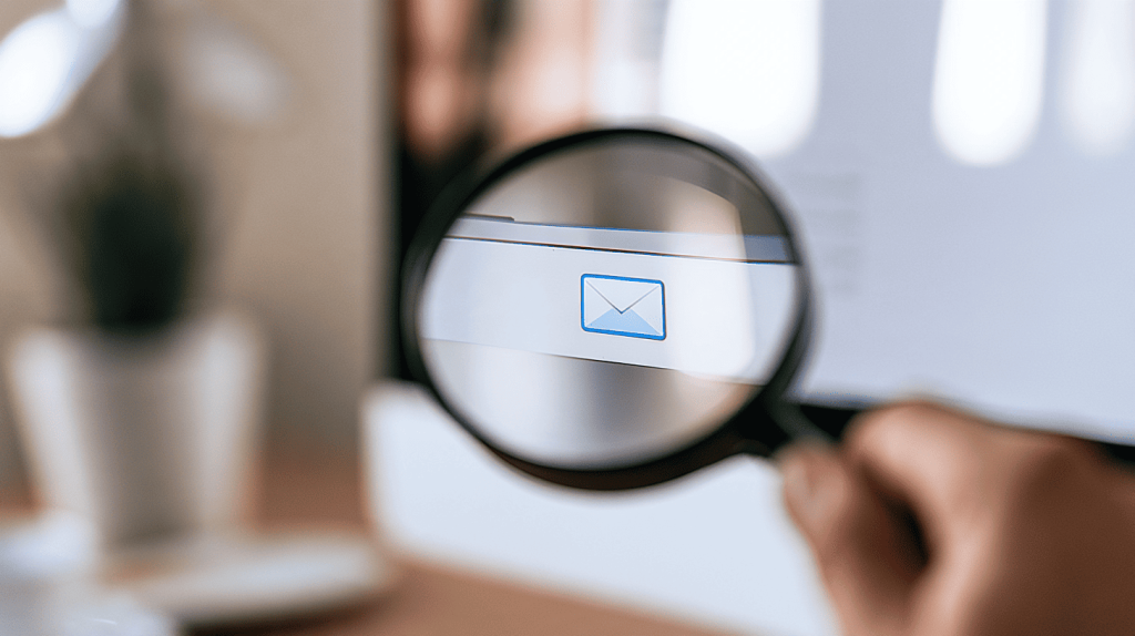 mail controleren met vergrootglas
